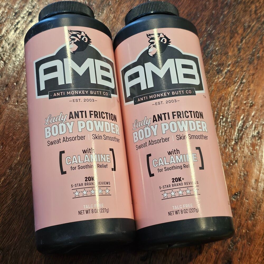 ANTI MONKEY BUTT Lady Body Powder 8oz x2 calamine anti friction sweat relief
